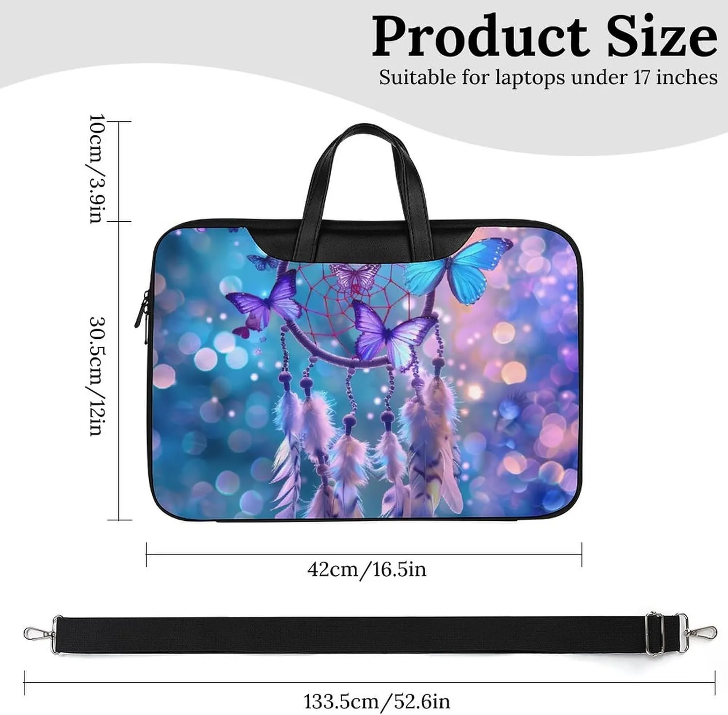 Butterfly Dream Catcher Laptop Tote Bag Waterproof Computer Carrying Case Business Office Briefcase