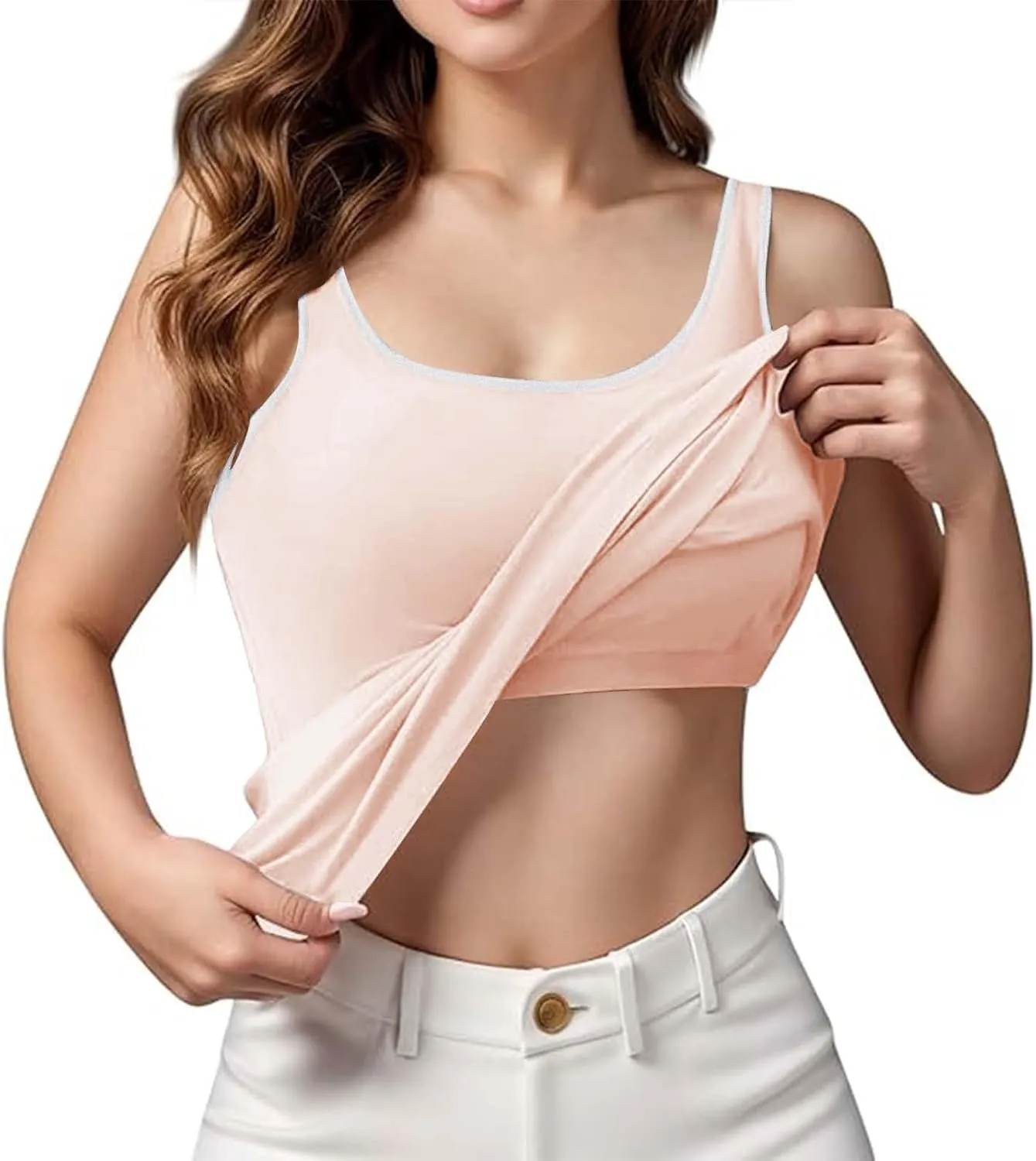 Camisole Tops for Women, Tank Top with Built in Bra for Women Plus Size Summer Workout Gym Yoga Casual Cami Shirts