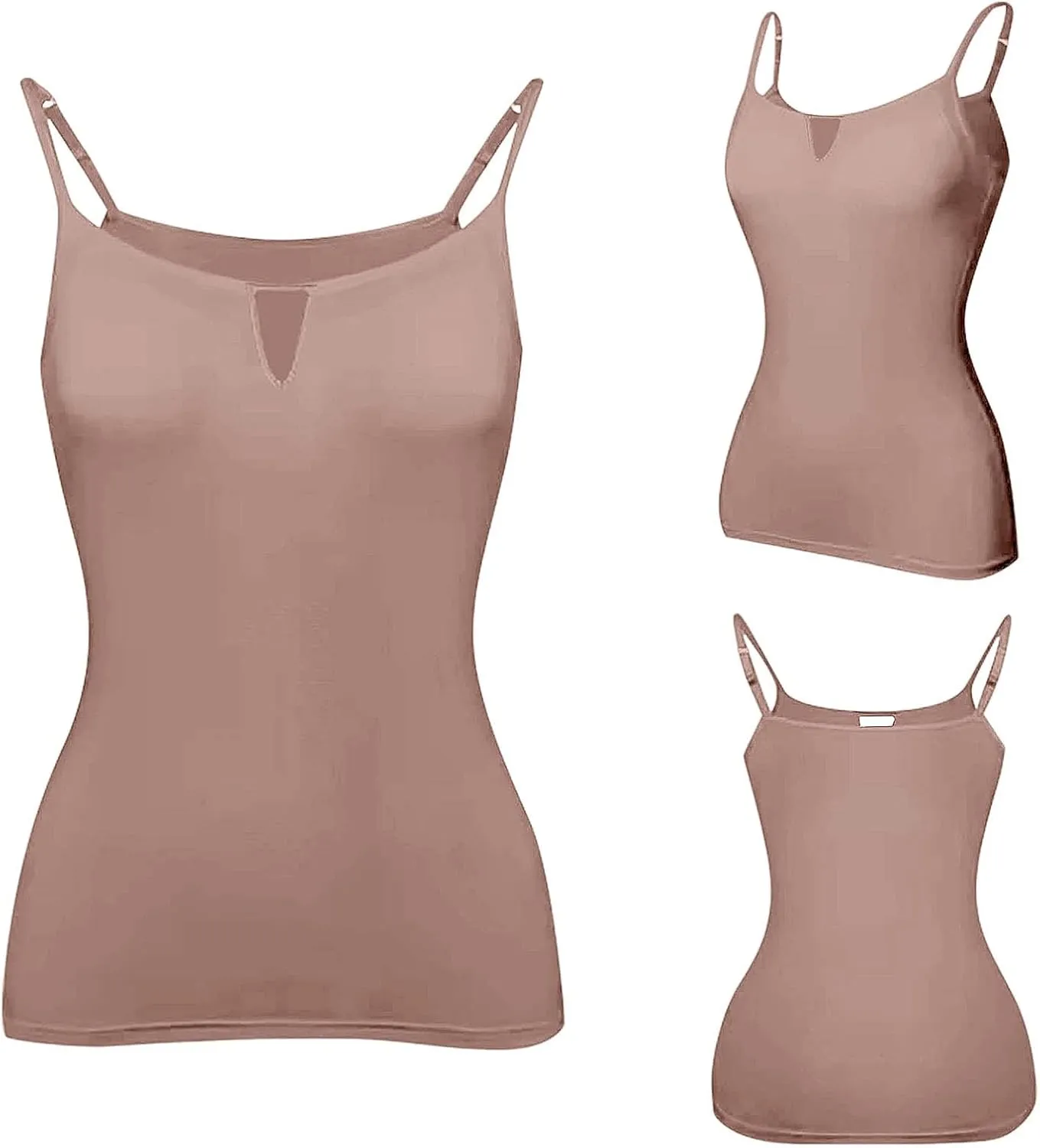 Camisole Tops for Women White Built in Bra Tank Tops Adjustable Spaghetti Strap 2025 Spring Summer Cami Shirts Under Clothes