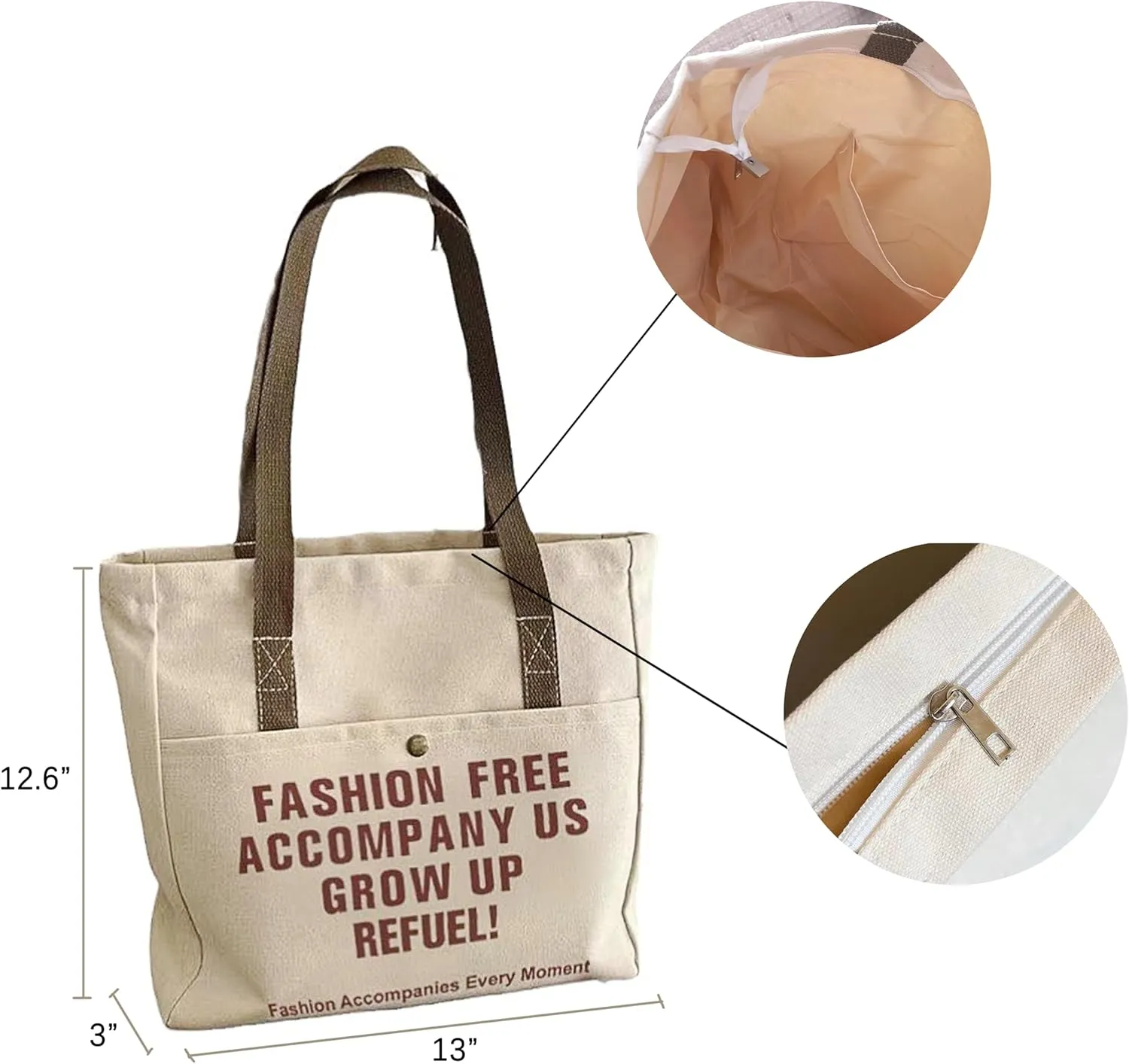 Canvas Tote Bag for Women, Laptop Bag, Reusable Tote Shoulder Bag Casual for Travel, Beach, Vacation, Shopping