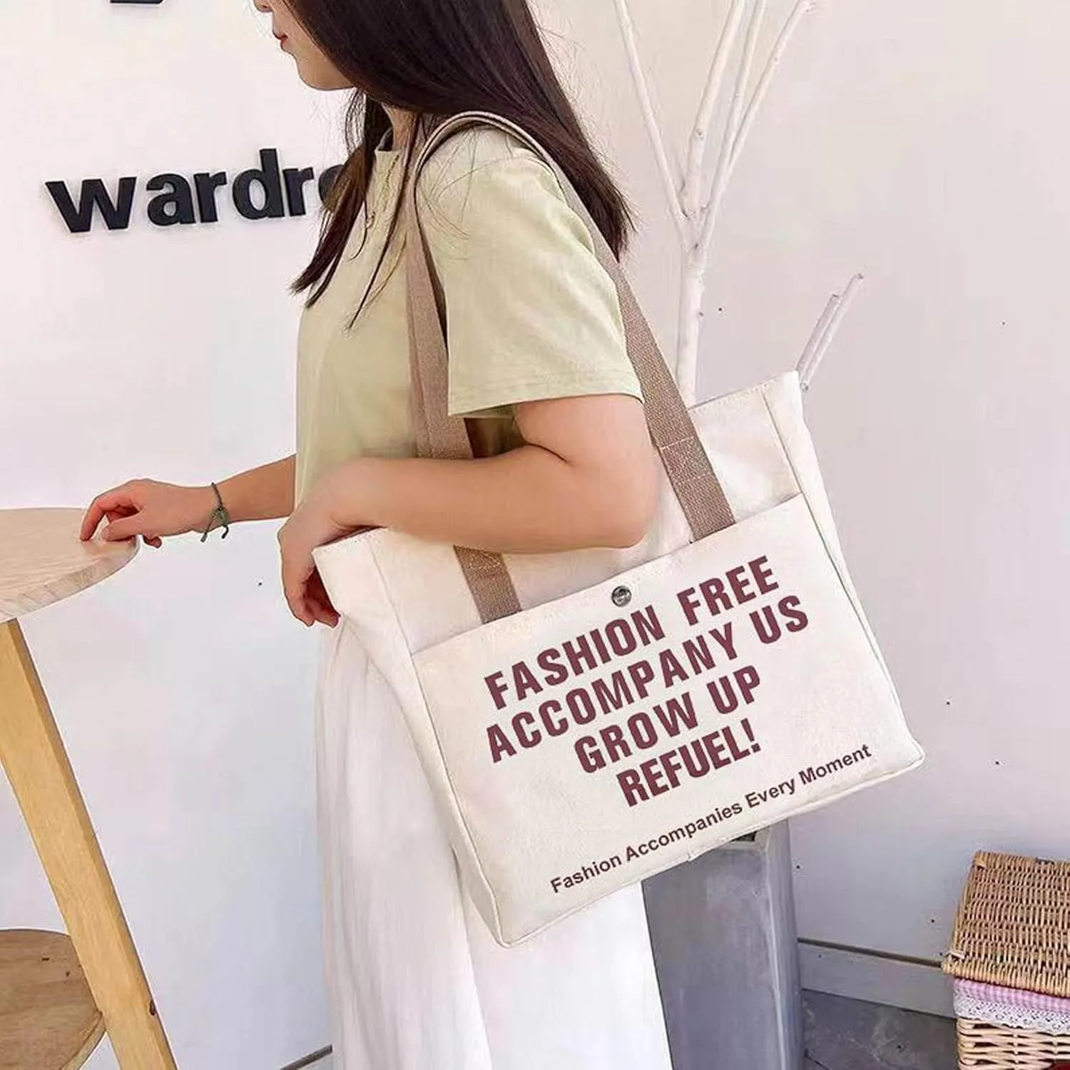 Canvas Tote Bag for Women, Laptop Bag, Reusable Tote Shoulder Bag Casual for Travel, Beach, Vacation, Shopping