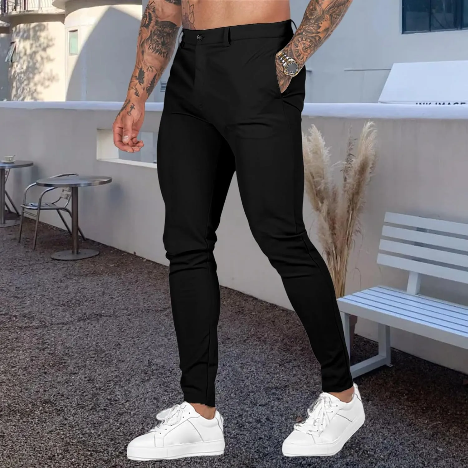 Cargo Pants for Men Skinny Leg Stretch Casual Slim Fit Lightweight Trendy Trousers Outdoor Business Sports Suit Pants