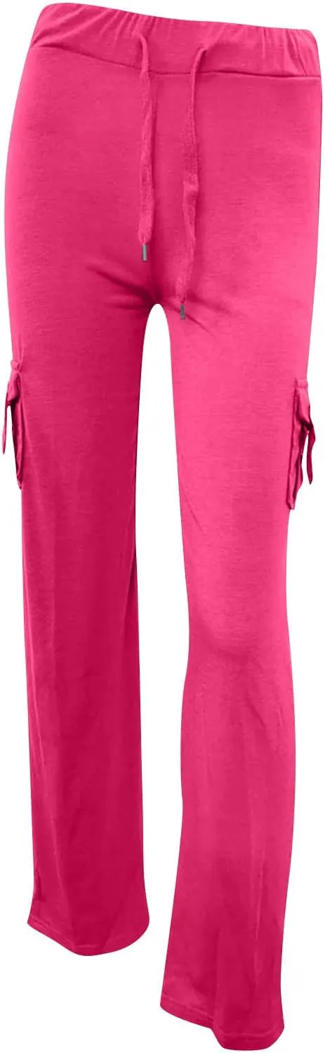 Cargo Pants Women High Waist Baggy Pants with Pockets Y2K Straight Wide Leg Trousers Elastic Slacks Streetwear