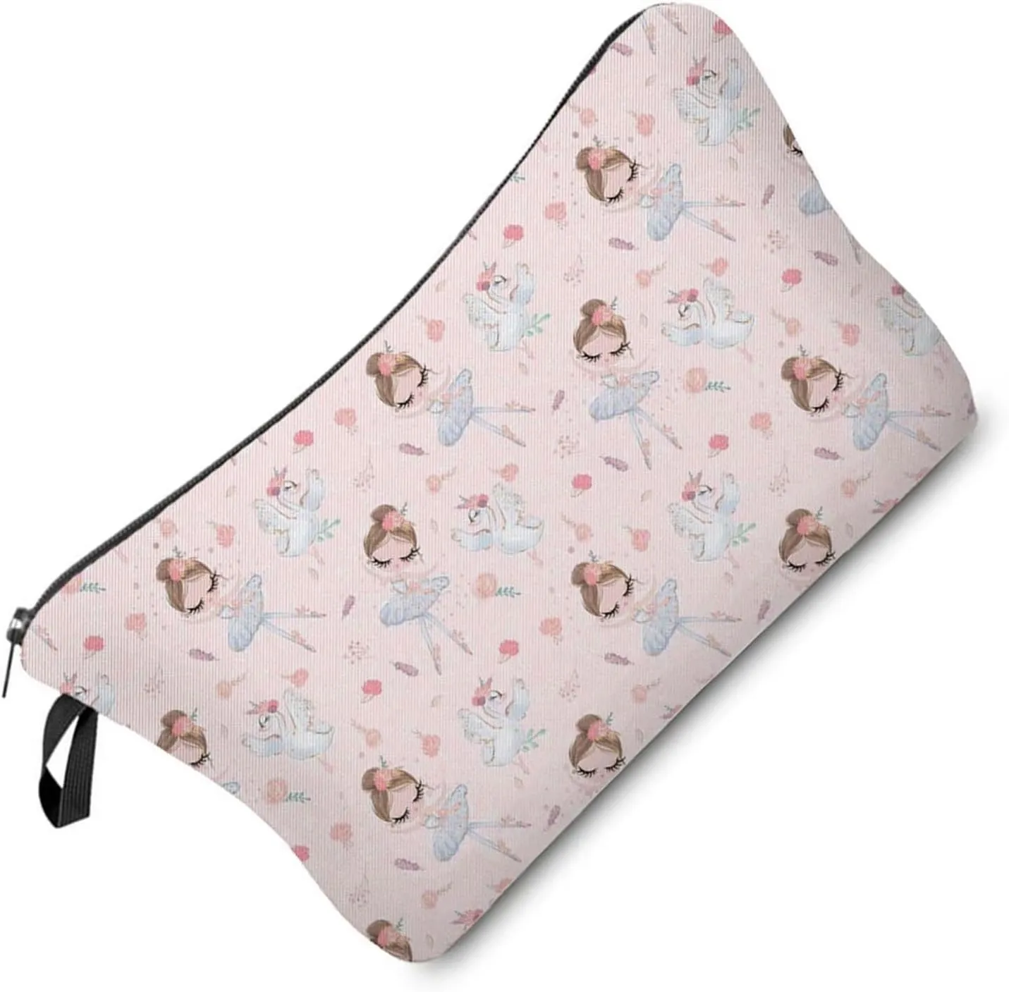 Cartoon Ballet Makeup Bag Ballet Dancing Small Organizer Zipper Pouch Cartoon Ballet White Swan Cosmetic Bag Graduation Present for Ballet Danvers Learners Lovers Women