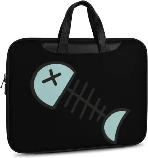 Cartoon Fish Bone Leather Bag Laptop Case Slim Water Resistant Computer Bags with Handle Briefcase for Work