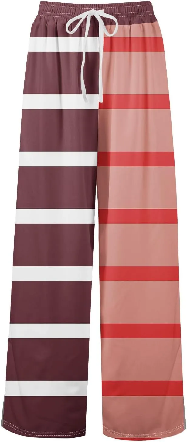 Casual Pants for Women Casual Elastic Waist 2025 Trendy Summer Floral Baggy Palazzo Bottoms