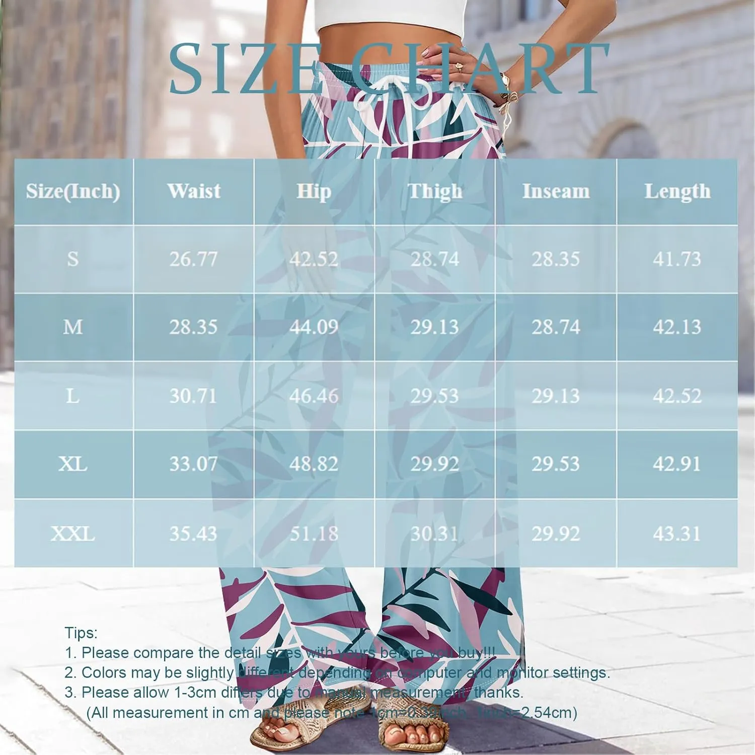 Casual Pants for Women Casual Elastic Waist 2025 Trendy Summer Floral Baggy Palazzo Bottoms