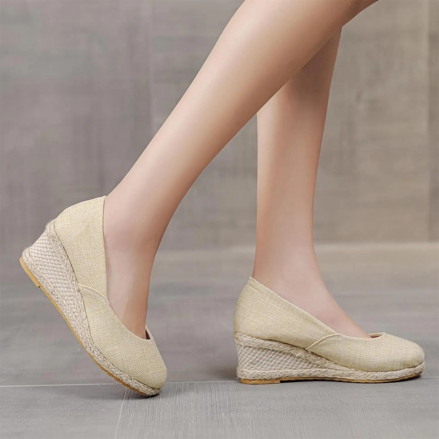 Casual Pumps Shoes for Women Espadrilles Wedge Sandals Closed Pointed Toe Slip On Comfortable Lightweight Walking Dressy Shoes
