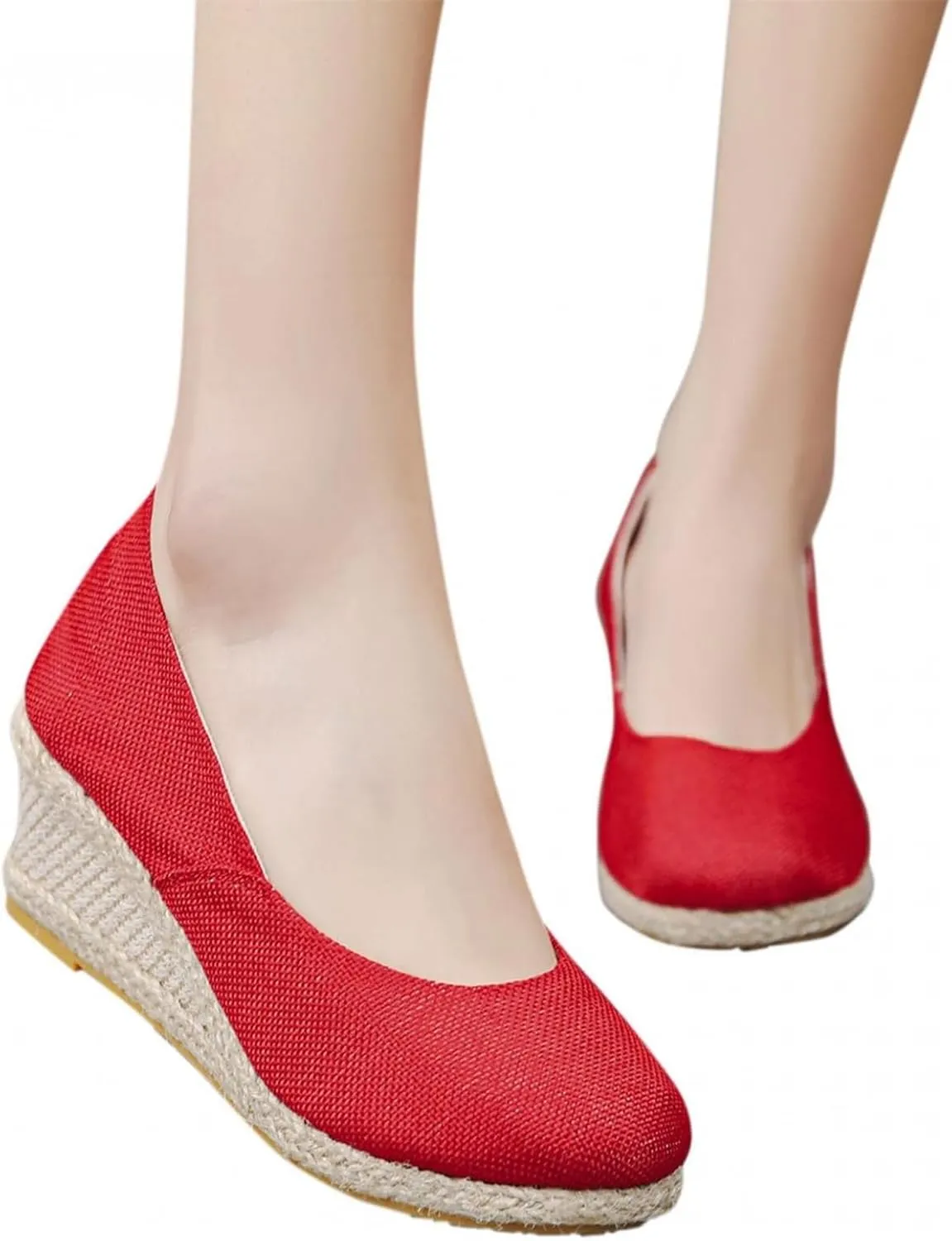 Casual Pumps Shoes for Women Espadrilles Wedge Sandals Closed Pointed Toe Slip On Comfortable Lightweight Walking Dressy Shoes