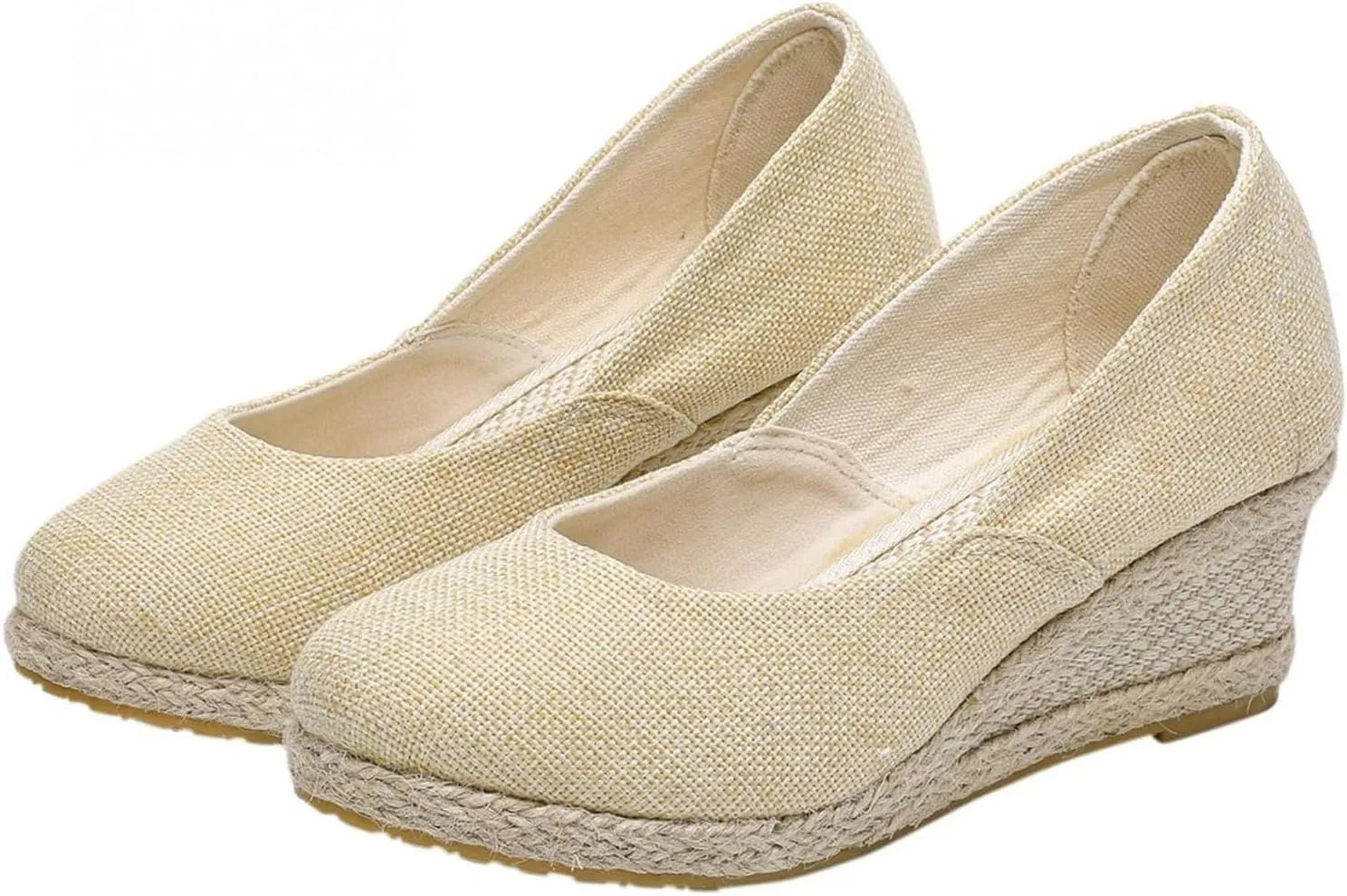 Casual Pumps Shoes for Women Espadrilles Wedge Sandals Closed Pointed Toe Slip On Comfortable Lightweight Walking Dressy Shoes