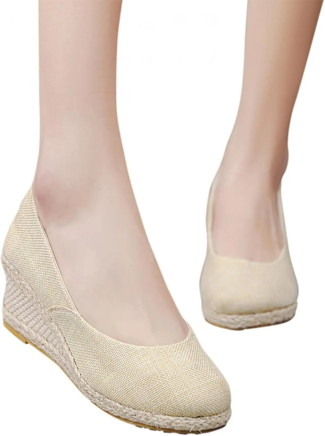 Casual Pumps Shoes for Women Espadrilles Wedge Sandals Closed Pointed Toe Slip On Comfortable Lightweight Walking Dressy Shoes