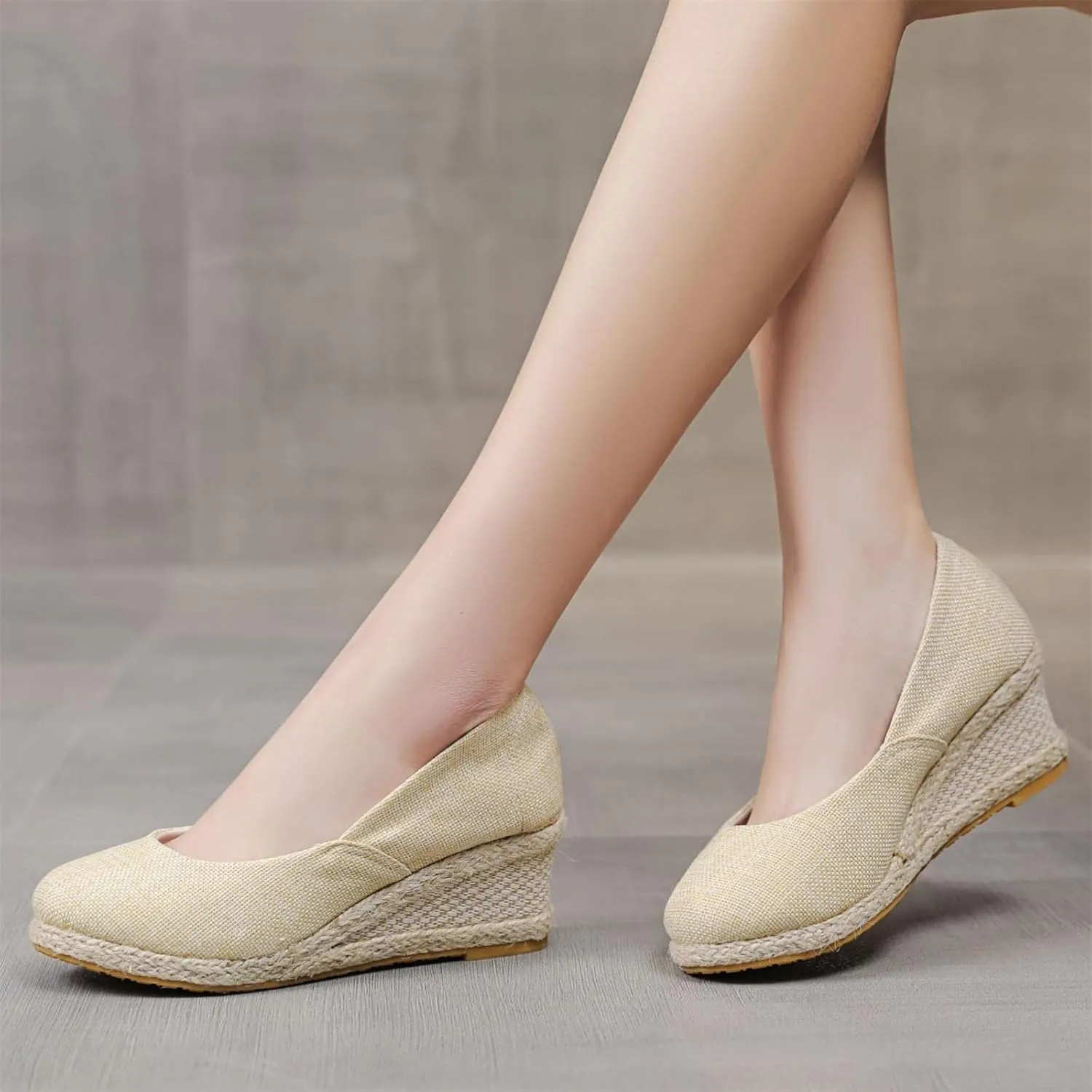 Casual Pumps Shoes for Women Espadrilles Wedge Sandals Closed Pointed Toe Slip On Comfortable Lightweight Walking Dressy Shoes