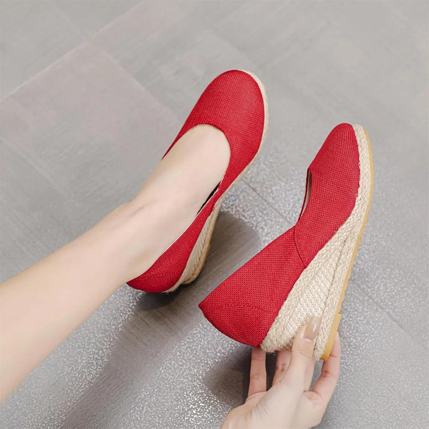 Casual Pumps Shoes for Women Espadrilles Wedge Sandals Closed Pointed Toe Slip On Comfortable Lightweight Walking Dressy Shoes