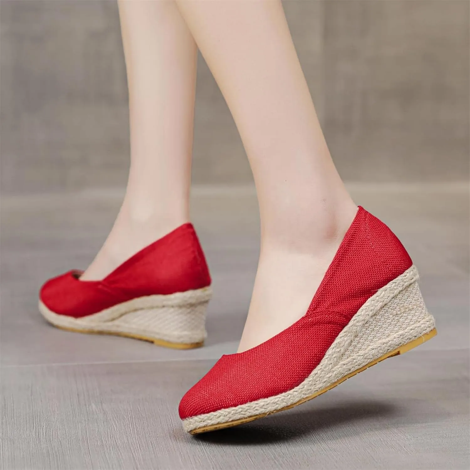 Casual Pumps Shoes for Women Espadrilles Wedge Sandals Closed Pointed Toe Slip On Comfortable Lightweight Walking Dressy Shoes