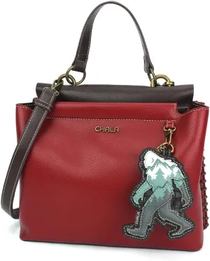CHALA Charming Satchel Womens Tote Handbag with Forearm Strap and Detachable Crossbody Strap - Bigfoot - burgundy