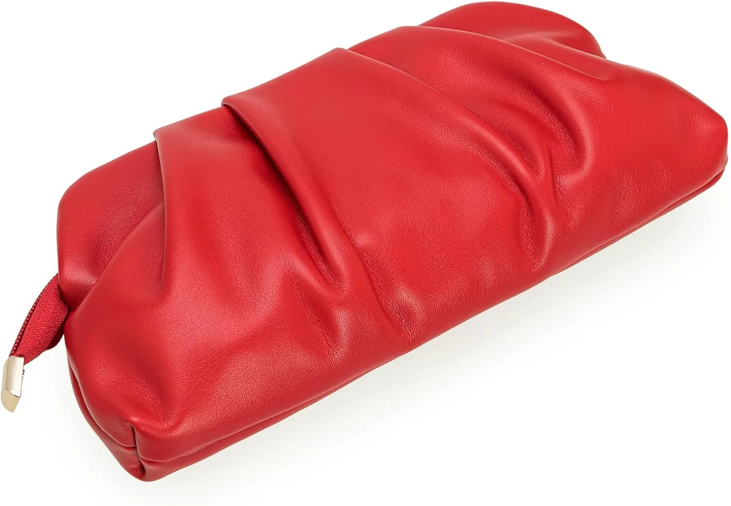 CHARMING TAILOR Chic Soft Vegan Leather Clutch Bag Dressy Pleated PU Evening Purse for Women