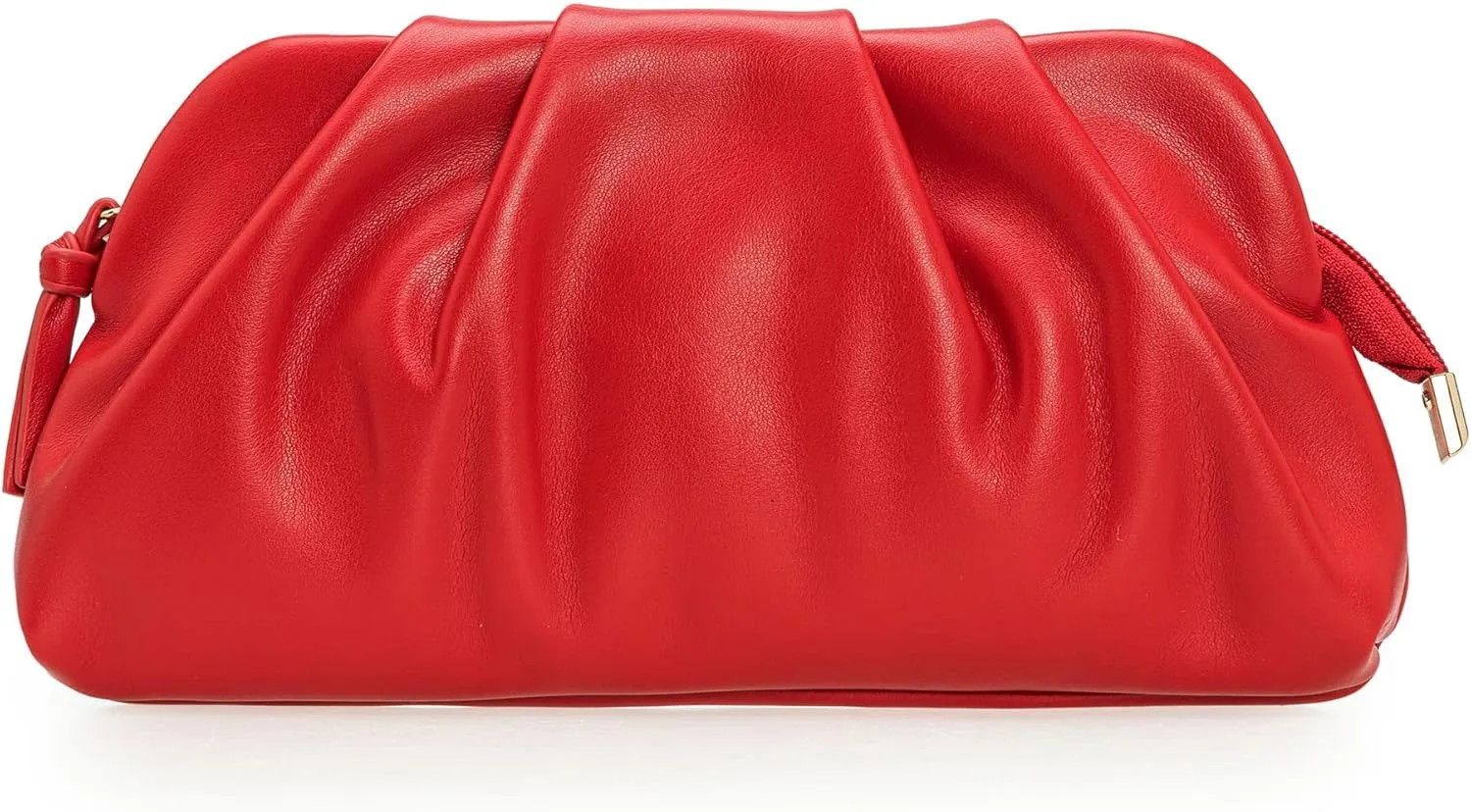 CHARMING TAILOR Chic Soft Vegan Leather Clutch Bag Dressy Pleated PU Evening Purse for Women