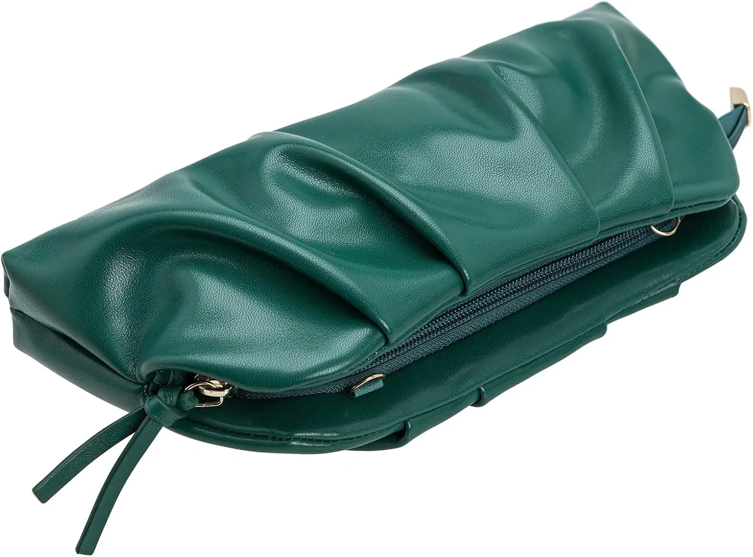 CHARMING TAILOR Chic Soft Vegan Leather Clutch Bag Dressy Pleated PU Evening Purse for Women
