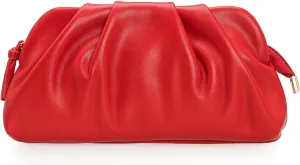 CHARMING TAILOR Chic Soft Vegan Leather Clutch Bag Dressy Pleated PU Evening Purse for Women