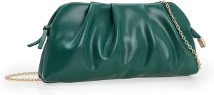 CHARMING TAILOR Chic Soft Vegan Leather Clutch Bag Dressy Pleated PU Evening Purse for Women