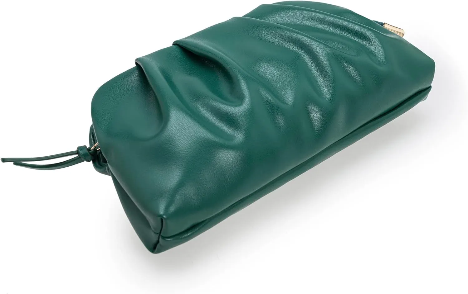 CHARMING TAILOR Chic Soft Vegan Leather Clutch Bag Dressy Pleated PU Evening Purse for Women