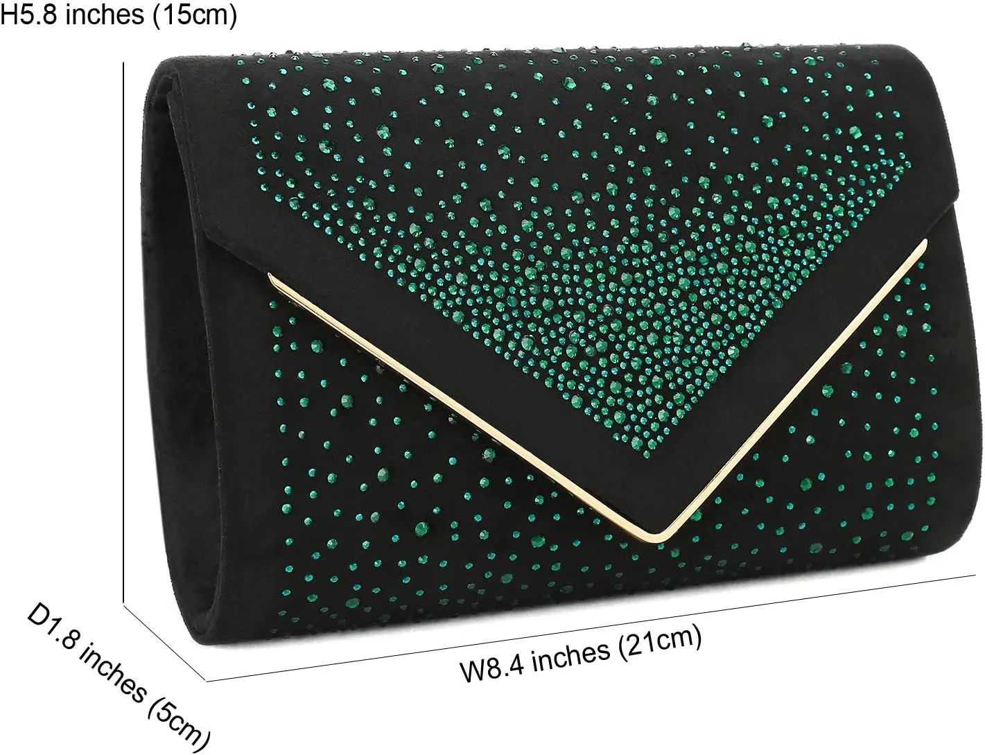CHARMING TAILOR Envelope Purse Formal Faux Suede Clutch Rhinestone Evening Bag for Women Party Handbag