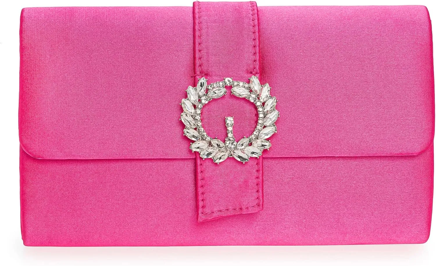 CHARMING TAILOR Evening Bag Diamantes Embellished Satin Clutch Purse for Woman Classy Party Handbag with Beaded Brooch