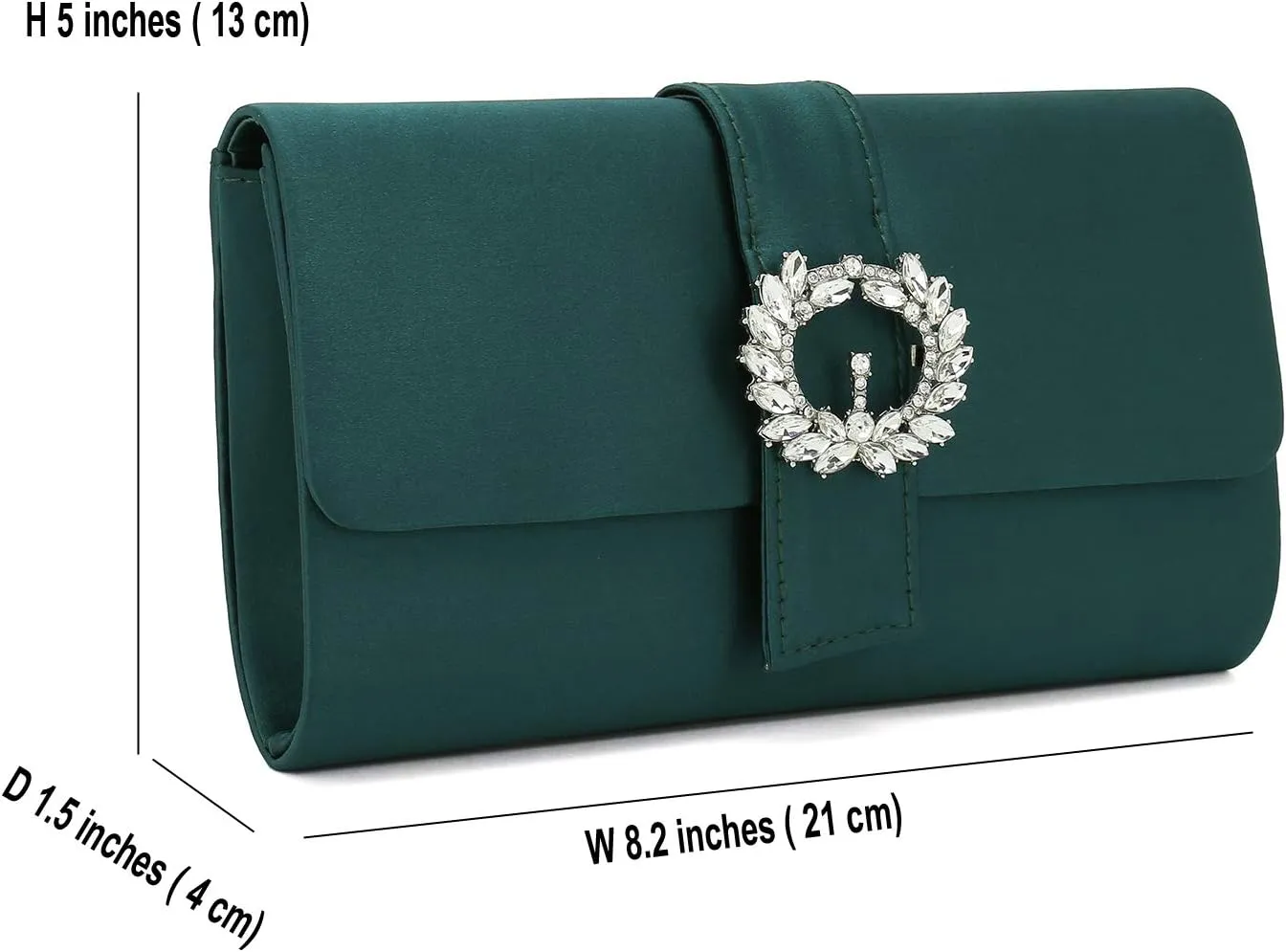 CHARMING TAILOR Evening Bag Diamantes Embellished Satin Clutch Purse for Woman Classy Party Handbag with Beaded Brooch