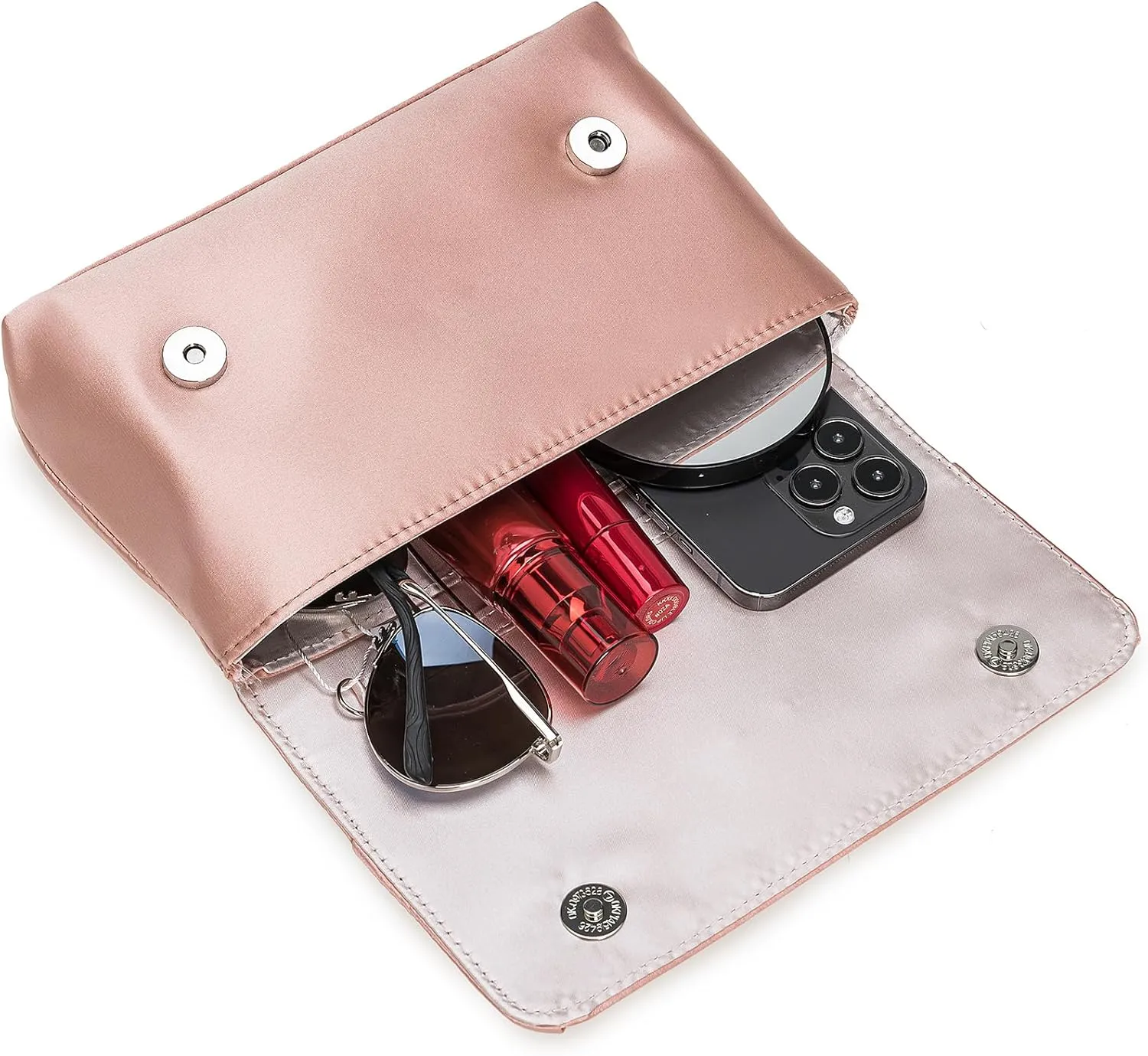 CHARMING TAILOR Evening Bag for Women Pleated Flap Satin Formal Purse Diamantes Brooch Embellished Clutch