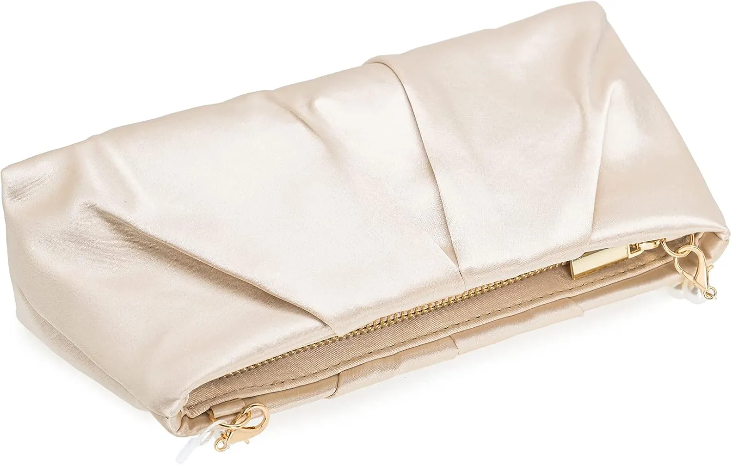 CHARMING TAILOR Evening Bag Women Wedding Party Handbag Small Dressy Formal Purse Pleated Satin Clutch