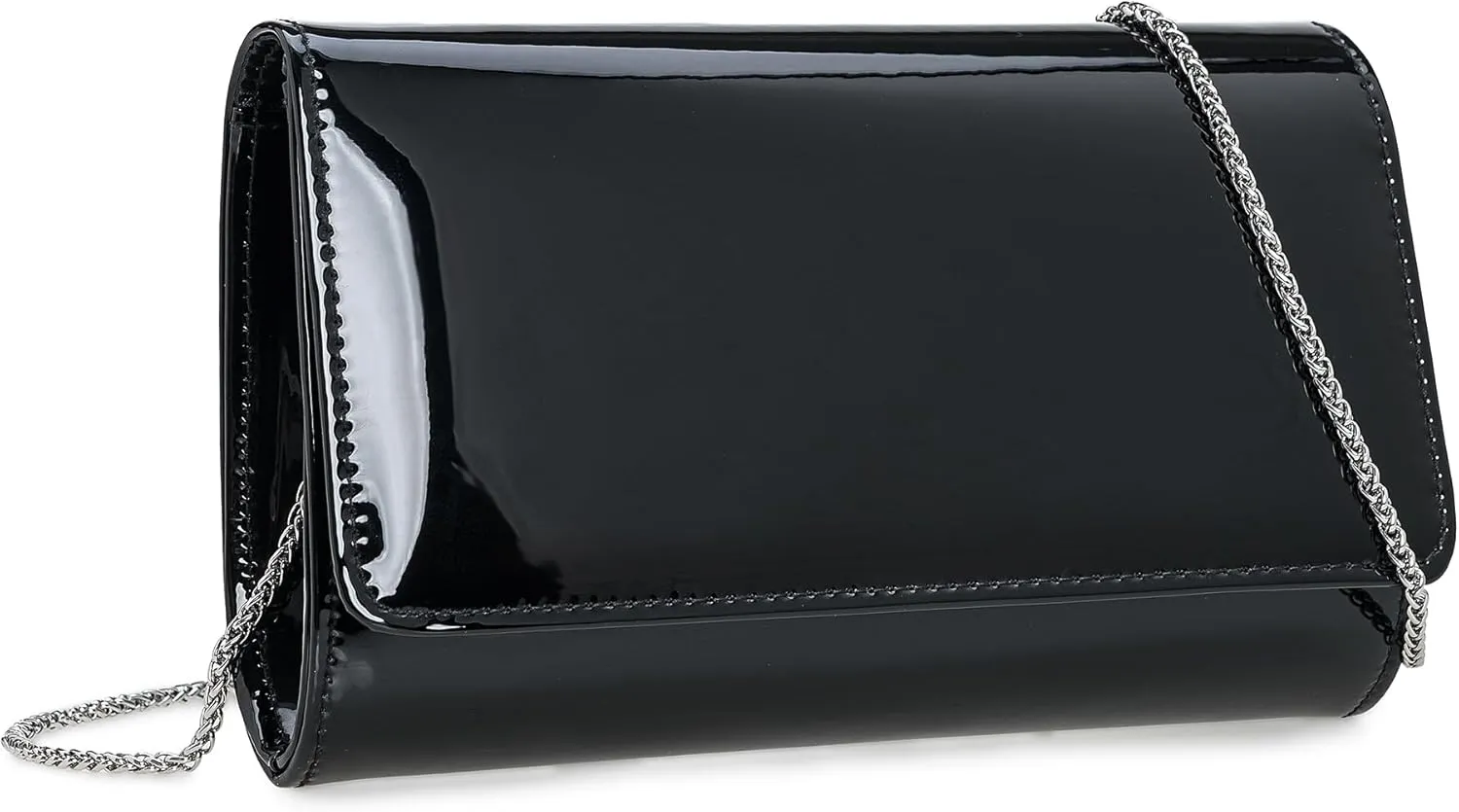 CHARMING TAILOR Faux Leather Wedding Clutch for Women Metallic PU Formal Bag Mirrored Patent Evening Party Purse