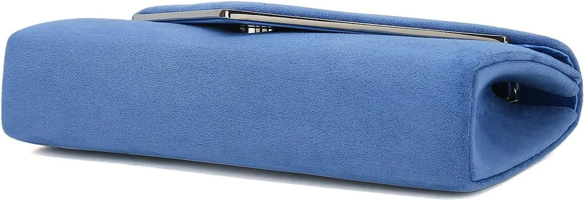 CHARMING TAILOR Faux Suede Clutch Bag Elegant Metal Binding Evening Purse for Wedding/Prom/Black-Tie Events
