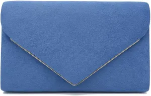 CHARMING TAILOR Faux Suede Clutch Bag Elegant Metal Binding Evening Purse for Wedding/Prom/Black-Tie Events