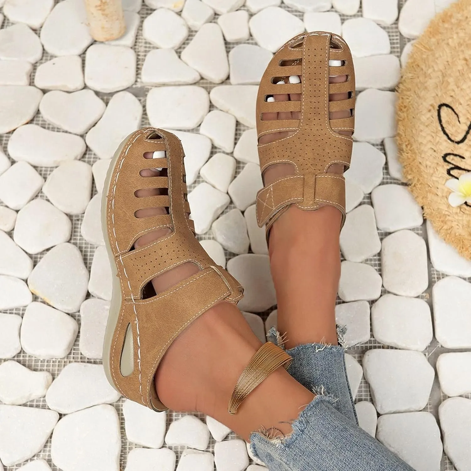 Clogs for Women Mules Shoes Comfortable Dressy Closed Toe Platform Sandals Summer Orthopedic Bohemia Wedge Slippers
