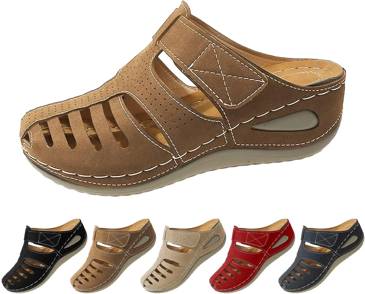 Clogs for Women Mules Shoes Comfortable Dressy Closed Toe Platform Sandals Summer Orthopedic Bohemia Wedge Slippers