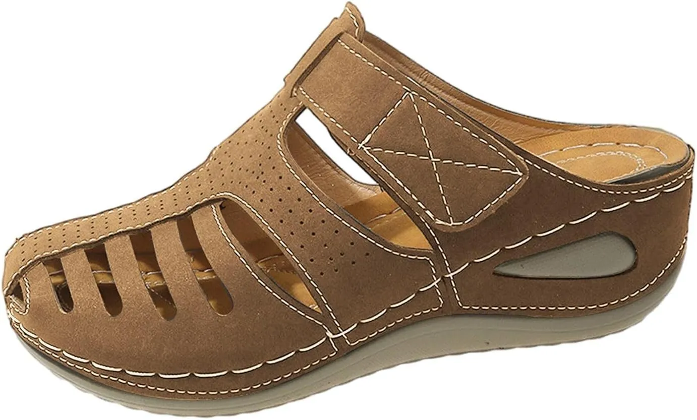Clogs for Women Mules Shoes Comfortable Dressy Closed Toe Platform Sandals Summer Orthopedic Bohemia Wedge Slippers