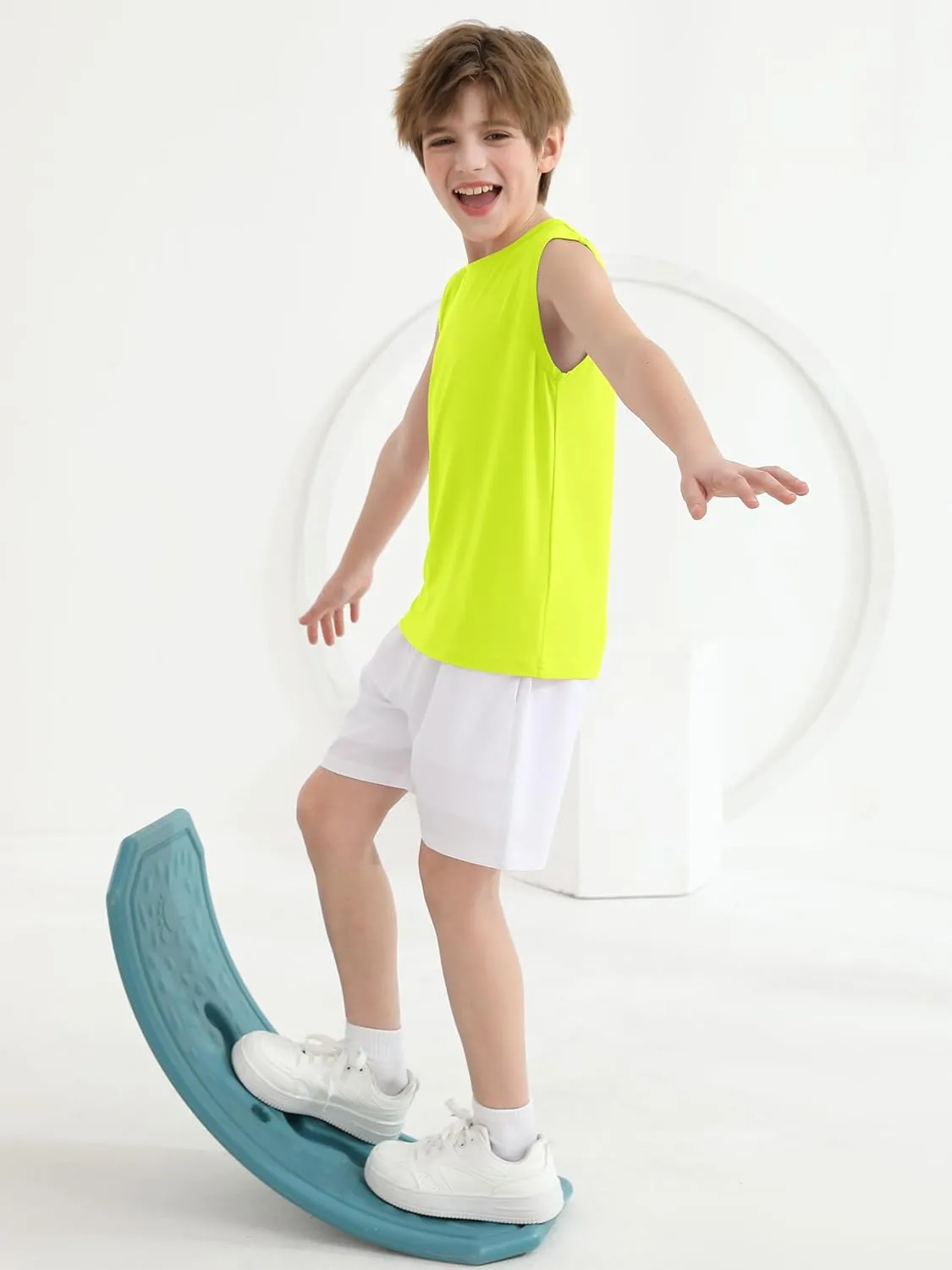 Cooraby 4 Pack Boys Sleeveless Workout Tank Top Dry-Fit Active Athletic Performance Undershirt Cool Training Running Shirts