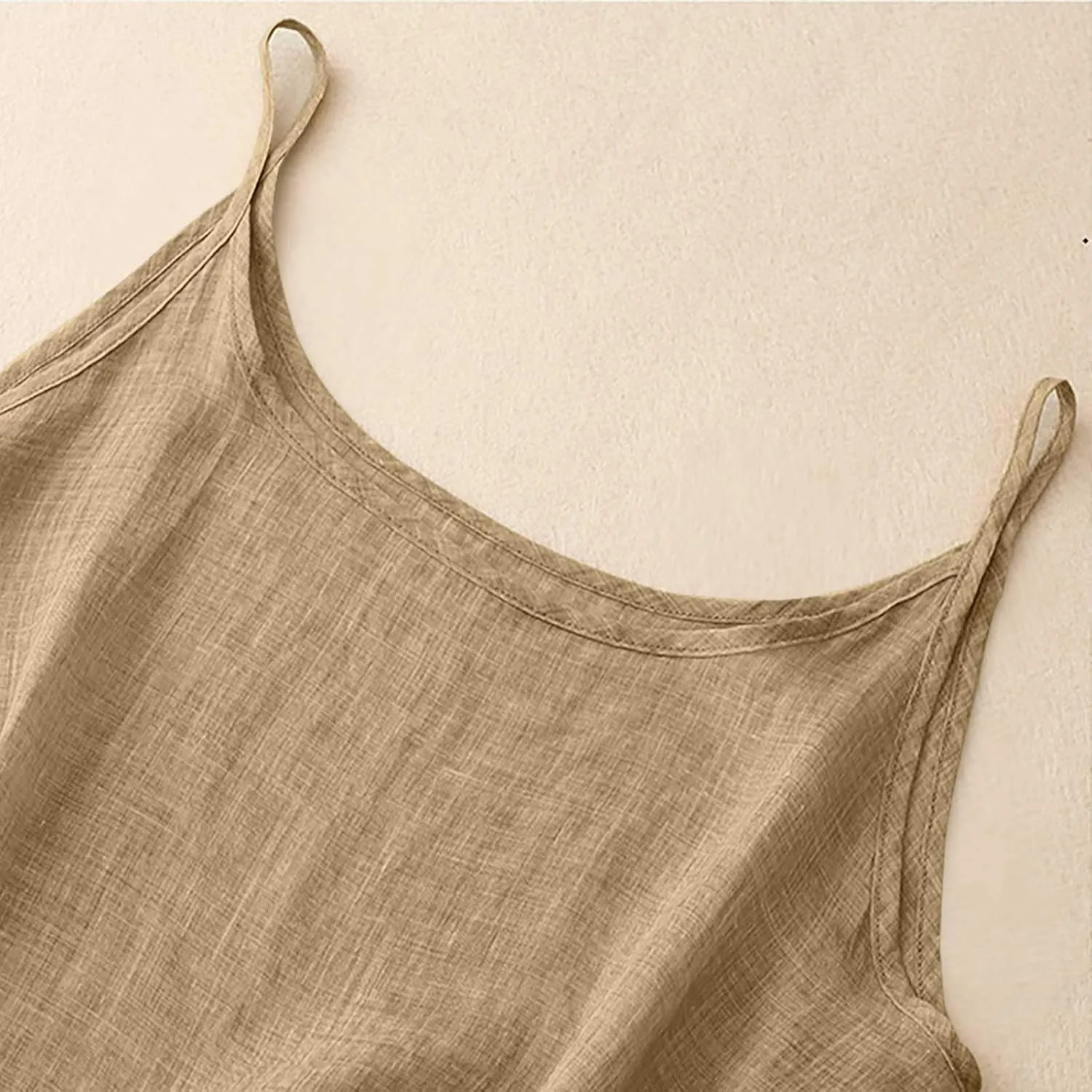Cotton Linen Camisole Tops for Women 2025 Spaghetti Strap Loose Fit Tank Top Cami Summer Casual Sleeveless Shirts