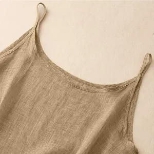 Cotton Linen Camisole Tops for Women 2025 Spaghetti Strap Loose Fit Tank Top Cami Summer Casual Sleeveless Shirts