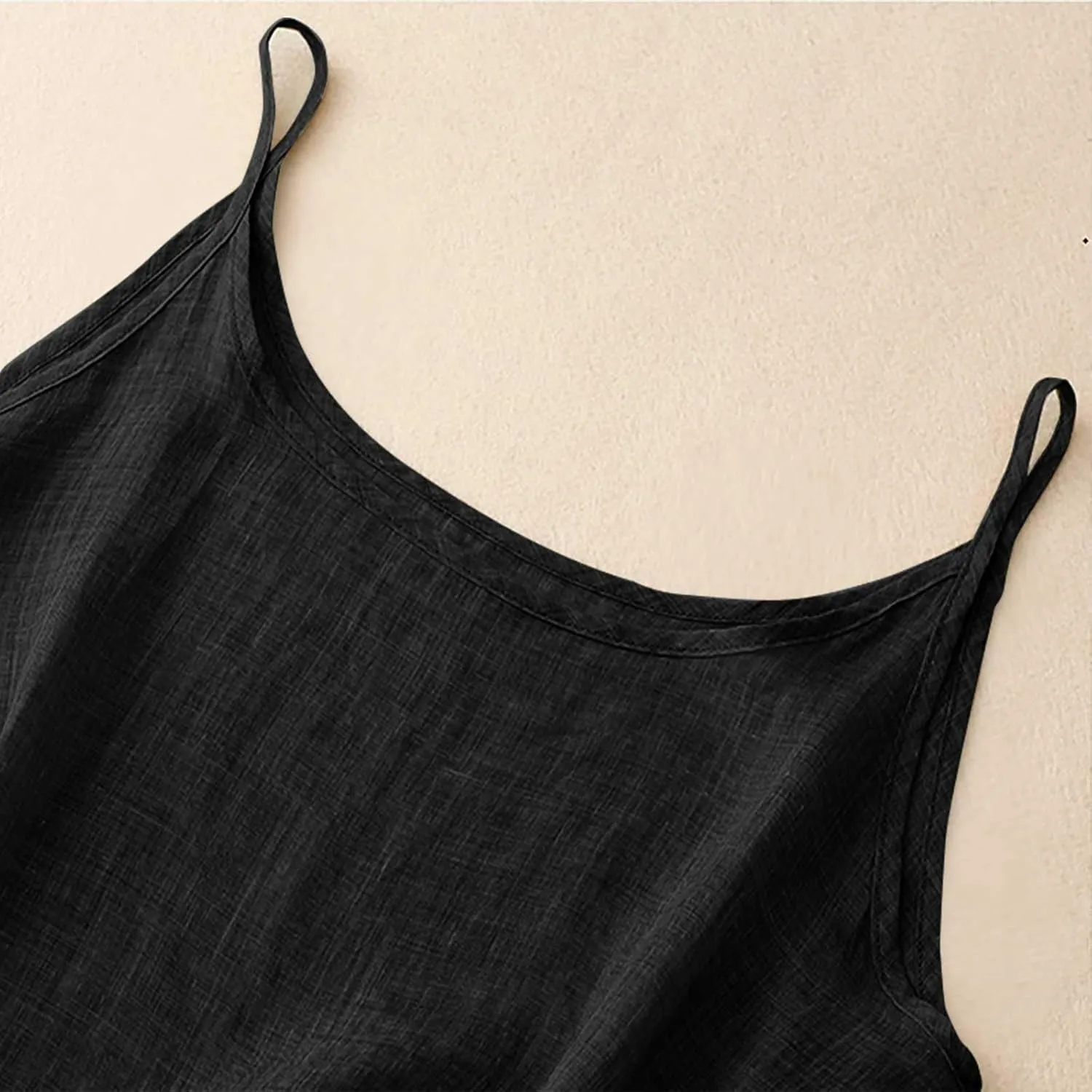 Cotton Linen Camisole Tops for Women 2025 Spaghetti Strap Loose Fit Tank Top Cami Summer Casual Sleeveless Shirts