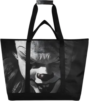 Creepy Clown Portrait Large Insulated Tote Bag for Grocery Shopping Reusable Tote Bags for Women Men, Cooler Bag with Zippered Top & Handles for Beach Picnic Travel