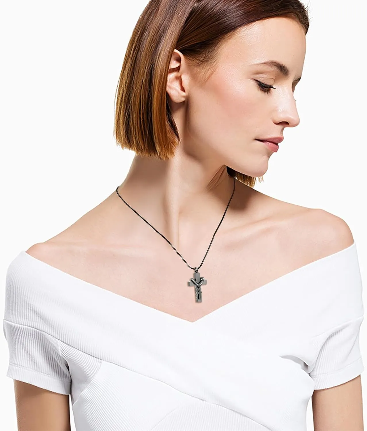Cremation Jewelry for Ashes Pendant - Cross Urn Necklace with Mini Keepsake Urn Memorial Ash Jewelry