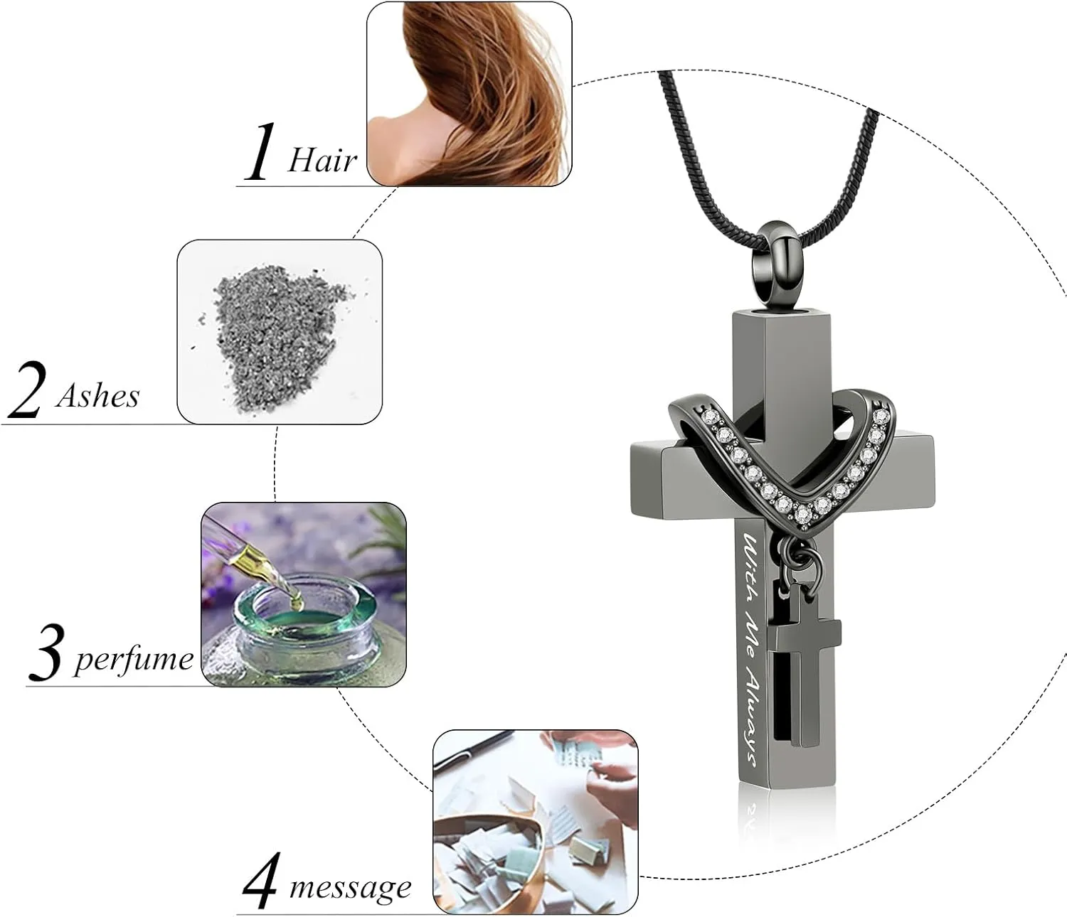 Cremation Jewelry for Ashes Pendant - Cross Urn Necklace with Mini Keepsake Urn Memorial Ash Jewelry
