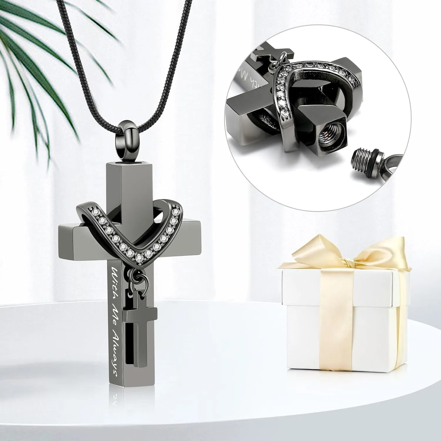 Cremation Jewelry for Ashes Pendant - Cross Urn Necklace with Mini Keepsake Urn Memorial Ash Jewelry
