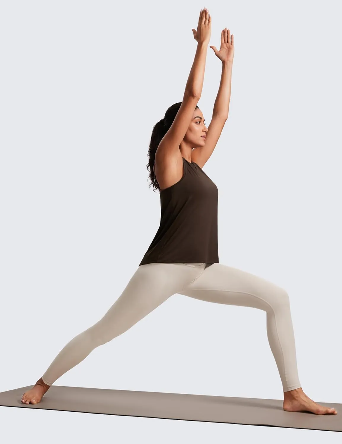 CRZ YOGA Womens Racerback Yoga Tank Tops High Crewneck Soft Casual Workout Sleeveless Flowy Shirts