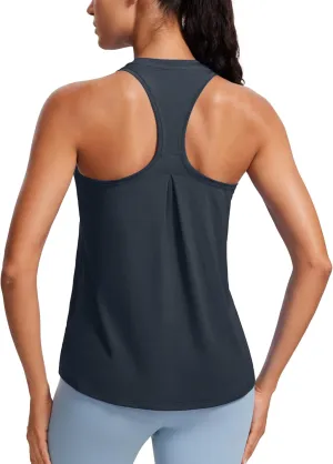 CRZ YOGA Womens Racerback Yoga Tank Tops High Crewneck Soft Casual Workout Sleeveless Flowy Shirts