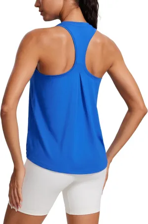 CRZ YOGA Womens Racerback Yoga Tank Tops High Crewneck Soft Casual Workout Sleeveless Flowy Shirts