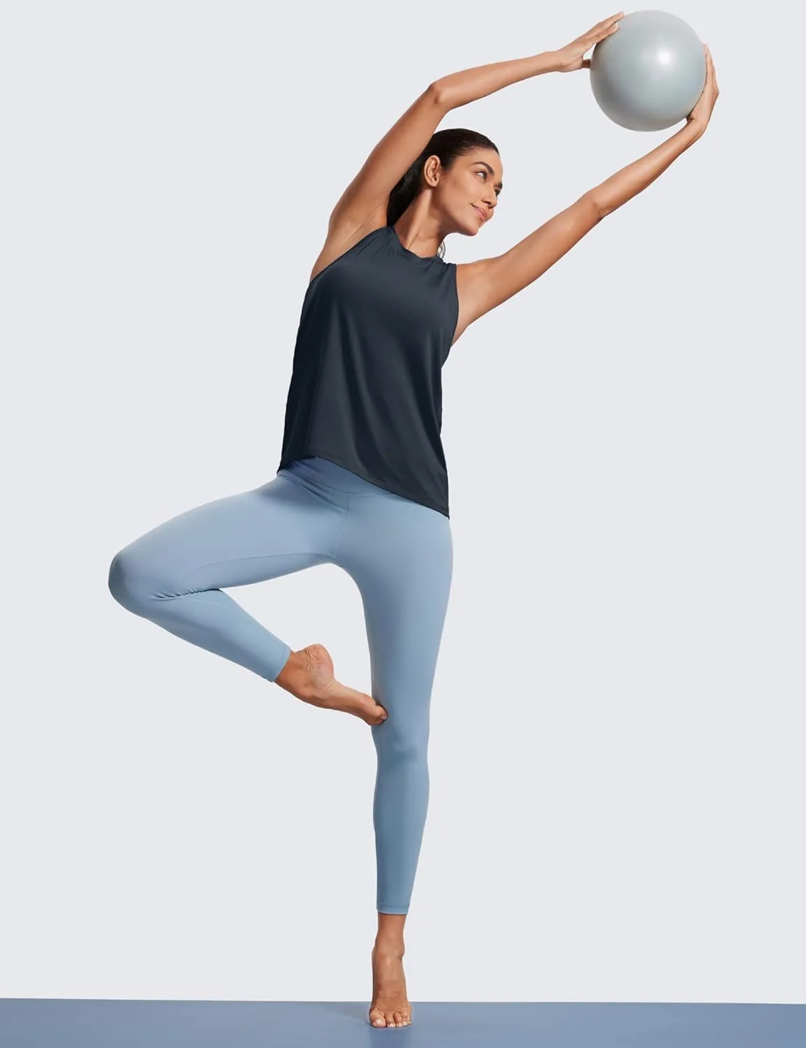 CRZ YOGA Womens Racerback Yoga Tank Tops High Crewneck Soft Casual Workout Sleeveless Flowy Shirts