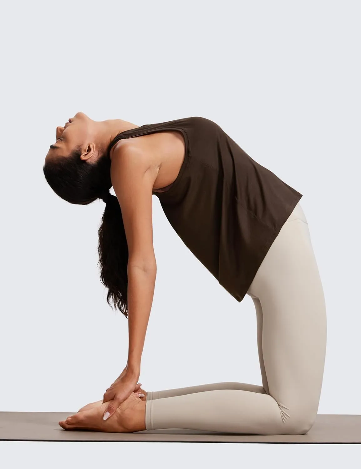 CRZ YOGA Womens Racerback Yoga Tank Tops High Crewneck Soft Casual Workout Sleeveless Flowy Shirts