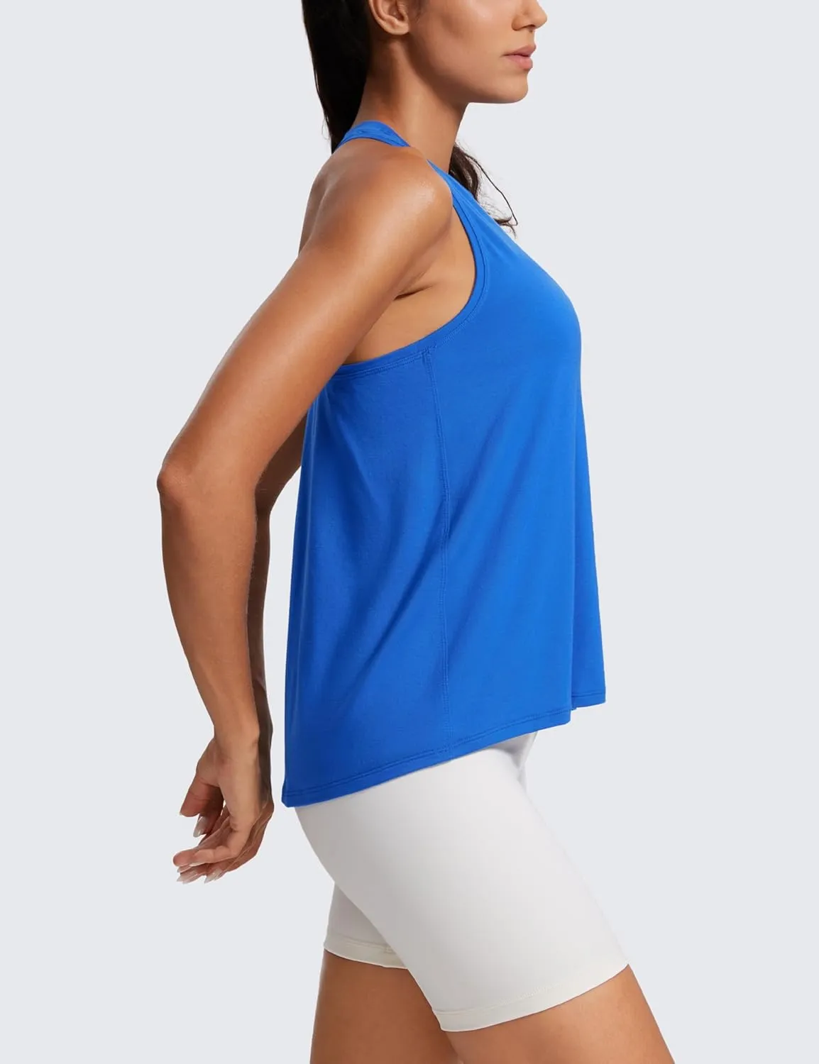 CRZ YOGA Womens Racerback Yoga Tank Tops High Crewneck Soft Casual Workout Sleeveless Flowy Shirts